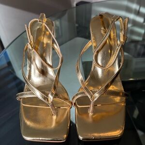 Elegant Gold Strappy Heels